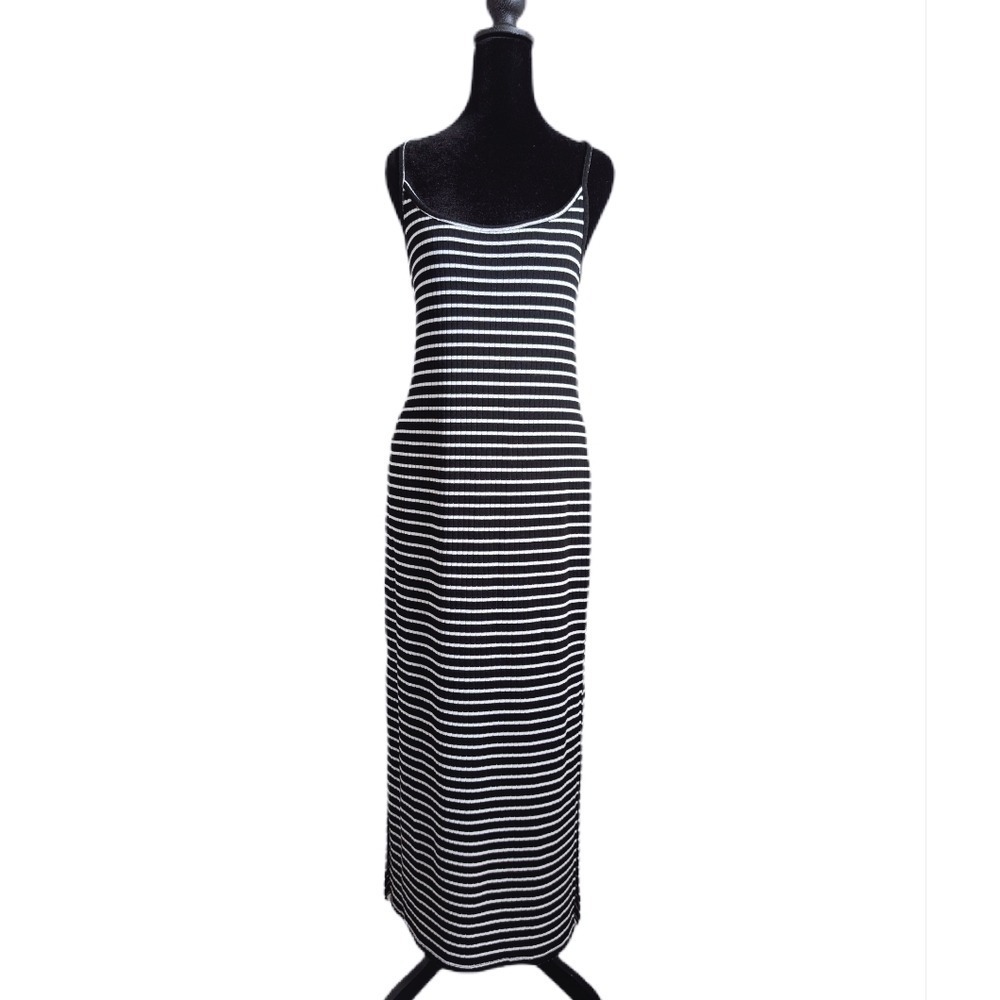 Free People Beach Casual Boho Vacation Stripe Long spaghetti Strap Maxi Dress